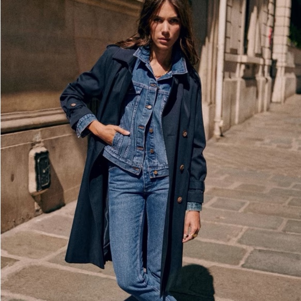 Sézane Navy Blue Scott Trench Coat